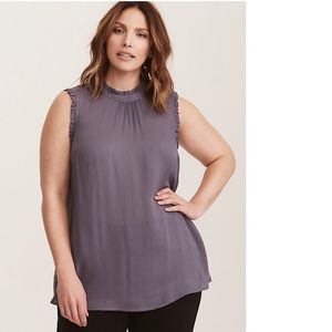 Torrid Grey Mock Neck Ruffled Trim Tank Sz (18-20)